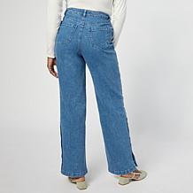 G by Giuliana Denim Straight Leg Pant with Snap Button Detail