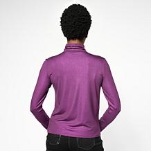 G by Giuliana Ecoluxe Foiled Knit Turtleneck Top