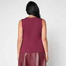 G by Giuliana EcoLuxe Tank Top with Striped Neckline