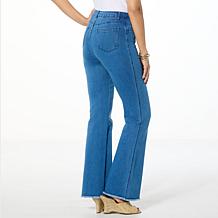 G by Giuliana G-Soft Denim Mini Flare-Leg Jean with Raw Edge Hem