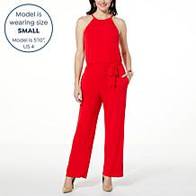 G by Giuliana Halter Neck Tie Belt Wide-Leg Jumpsuit
