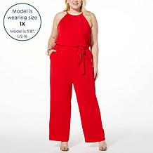 G by Giuliana Halter Neck Tie Belt Wide-Leg Jumpsuit