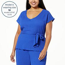 G by Giuliana Jacquard Knit Tie-Waist Top