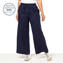 G by Giuliana Jet Set G Sugar Washed Linen-Blend Wide-Leg Pant