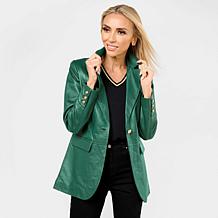 G by Giuliana Lamb Leather Single-Breasted Blazer
