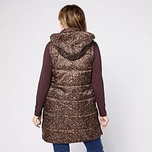 G by Giuliana Leopard-Printed Puffer Vest with Hood
