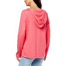 G by Giuliana Linen-Blend Slub Knit Hooded Tee