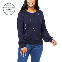 G by Giuliana LounGy Embroidered SoSoft French Terry Sweatshirt