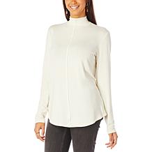 G by Giuliana Mock-Neck EcoLuxe Knit Long-Sleeve Tee