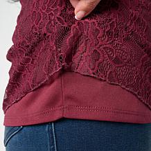 G by Giuliana Mock Neck Lace Knit Top with Cami