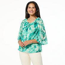 G by Giuliana Off-the-Shoulder Printed Aria Mesh Knit Blouse
