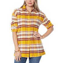 G by Giuliana Oversized Plaid Button-Front Flannel Shirt