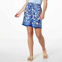 G by Giuliana Printed Crepe Beaded Tassel Pull-On Short