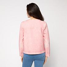 G by Giuliana Printed Denim-Like Knit Jacket