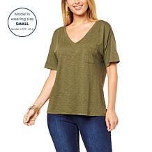 G by Giuliana Slub Knit Slouchy V-Neck Pocket Tee