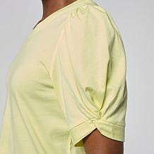 G by Giuliana Slub Knit Top with Knot Sleeve