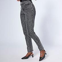 G by Giuliana Straight-Leg Denim Jean with Rhinestones