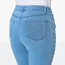G by Giuliana Stretch Denim Straight-Leg Jean with Studs