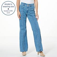 G by Giuliana Stretch Denim Twill Mid-Rise Wide-Leg Jean