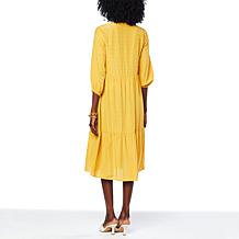 G by Giuliana Woven Silky Tiered Midi Dress