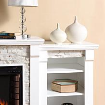 Gallatin Simulated Stone Electric Fireplace with Bookcases
