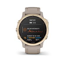 Garmin fenix 6S Pro Solar Multisport GPS Watch - Light Gold/Light Sand