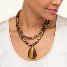 GemHues 17" Bronze Gemstone Double Layered Beaded Necklace