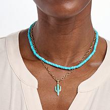 GemHues Blue Gem Cactus Design Southwestern-Inspired Layered Necklace