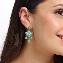 GemHues Bronze Composite Turquoise Western-Style Chandelier Earrings