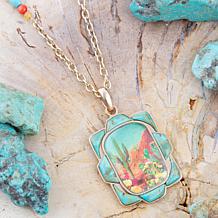GemHues Bronze Gemstone Desert Cactus Landscape Pendant with Chain