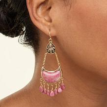 GemHues Bronze Gemstone Textured Chandelier Drop Earrings