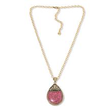 GemHues Bronze Gemstone Textured Pear Pendant with 30" Chain