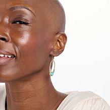 GemHues Gemstone Bronze Rope Detail Hoop Earringss