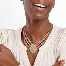 GemHues Multi Stone Multi-Strand Statement Necklace
