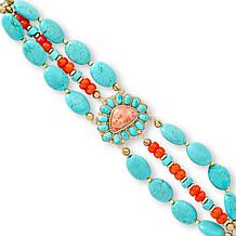 Gemhues Southwestern-Inspired Composite Turquoise Coral Bracelet