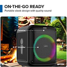 Gemini GGO-650L 6.5" Portable Bluetooth Boombox with LED Party Lights