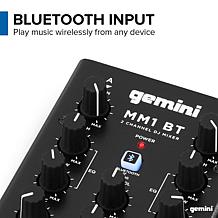 Gemini MM1BT 2 Channel Professional DJ Mixer with Bluetooth Input