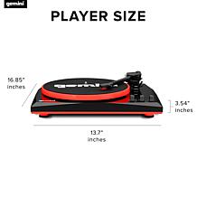 Gemini TT-900 Turntable System with Pair of Speakers - Black/Red