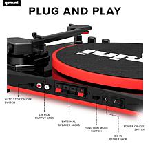 Gemini TT-900 Turntable System with Pair of Speakers - Black/Red