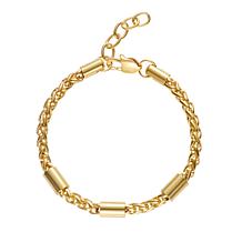 Geoffrey Beene Men's Stainless Steel 3-Cylinder Wheat Chain Bracelet