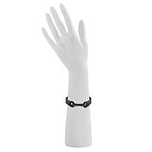 Geoffrey Beene Men's Stainless Steel and Leather Hook Closure Bracelet