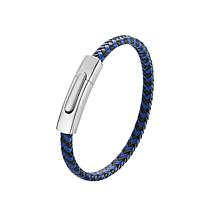 Geoffrey Beene Men's Stainless Steel Braided Leather Bracelet
