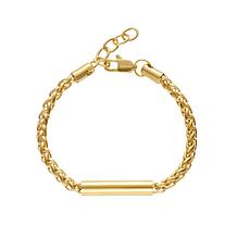 Geoffrey Beene Men's Stainless Steel Cylinder Bar Wheat Chain Bracelet