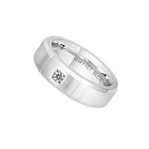 Geoffrey Beene Men's Stainless Steel CZ Beveled Polished Edge Ring