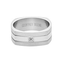 Geoffrey Beene Men's Stainless Steel CZ Euro Shank Ring