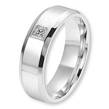 Geoffrey Beene Men's Stainless Steel CZ Solitaire Band Ring