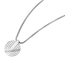 Geoffrey Beene Men's Stainless Steel Disc Plate Pendant Necklace