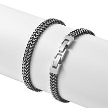 Geoffrey Beene Stainless Steel Double Franco Chain Bracelet