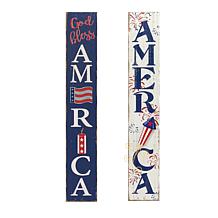 Gerson 47" Antiqued Wooden Patriotic Wall Hangings - Set of 2