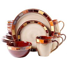 Gibson Tequesta 16 piece Square Dinnerware Set Taupe 8882057 HSN